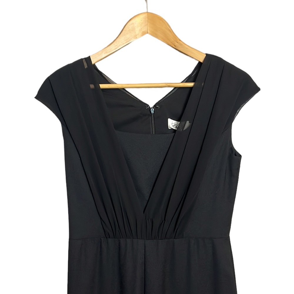 ELIZA J Crepe & Chiffon Jumpsuit In Black Size 2 - Picture 3 of 10